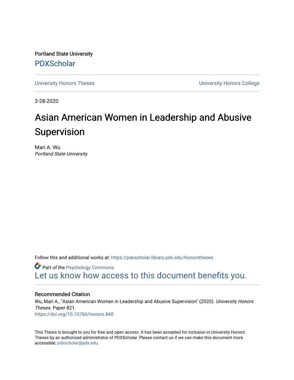 Asian American Women in Leadership and Abusive Supervision