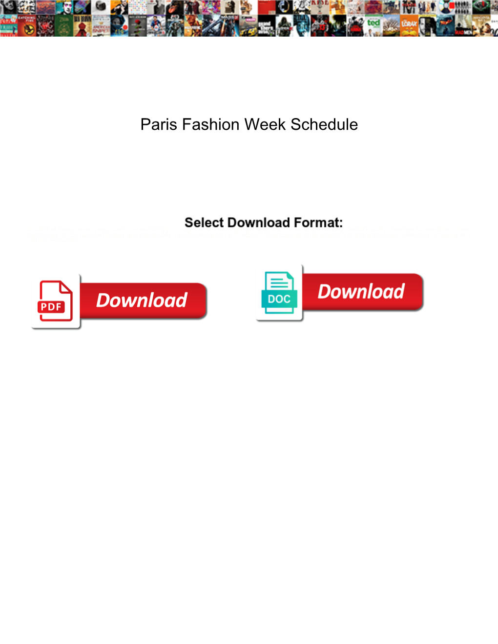 Paris Fashion Week Schedule