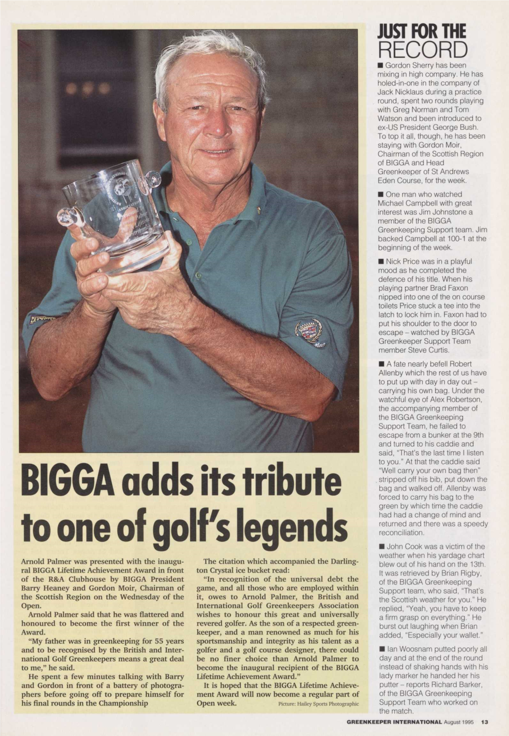 BIGGA Adds Its Tribute to One of Golfs Legends
