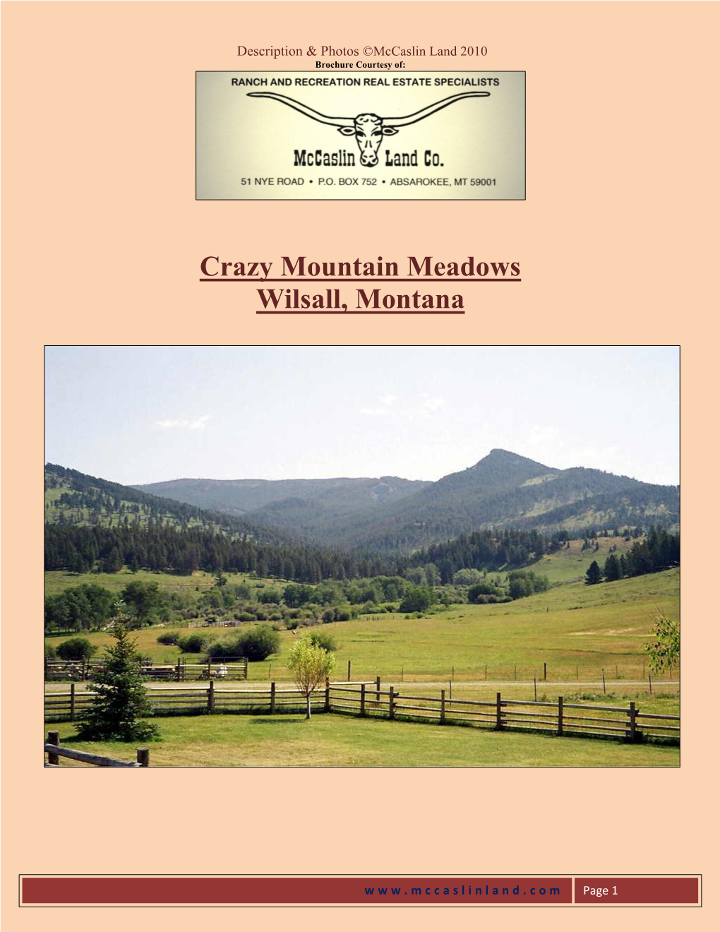 Crazy Mountain Meadows Wilsall, Montana