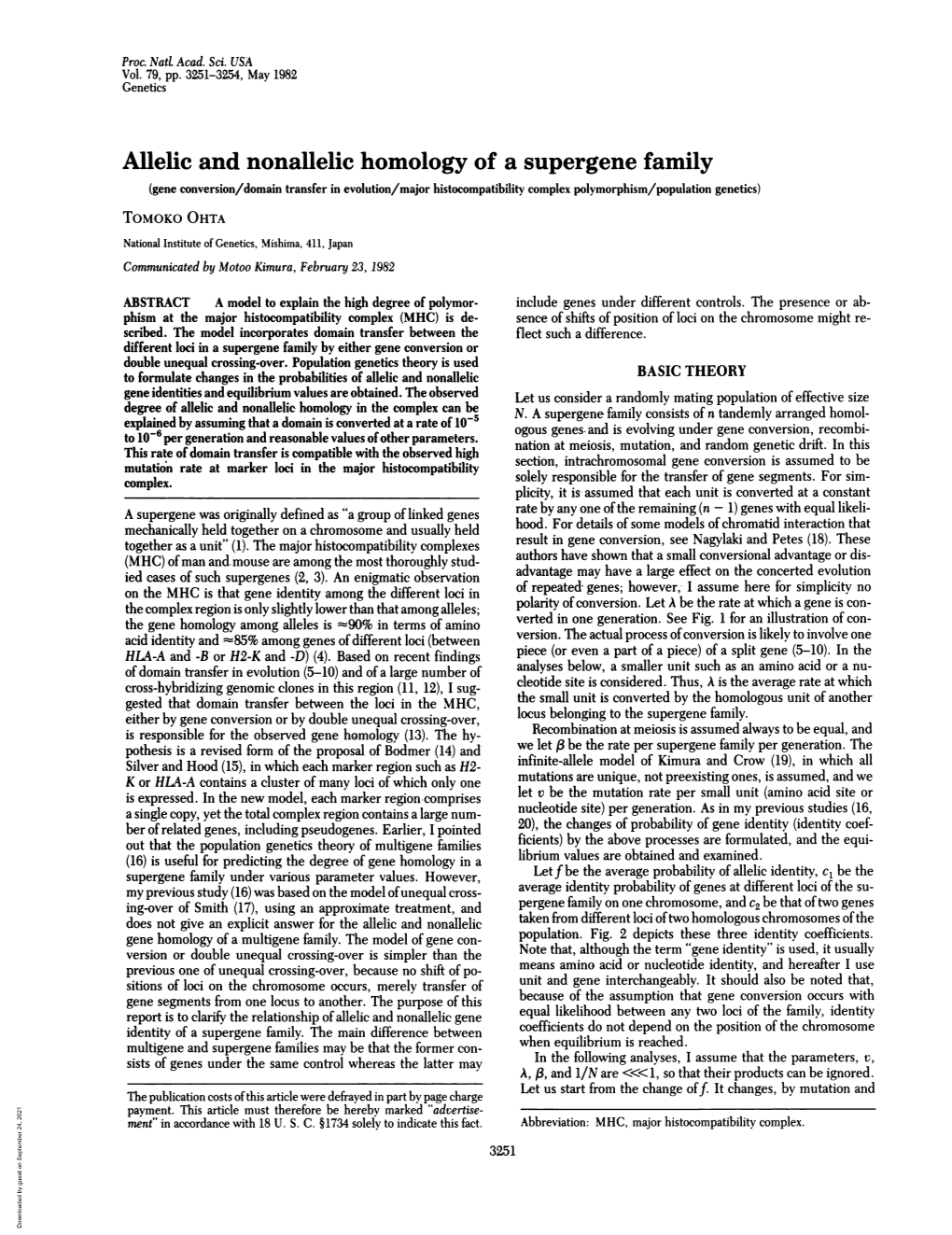 Allelic and Nonallelic Homology of a Supergene Family