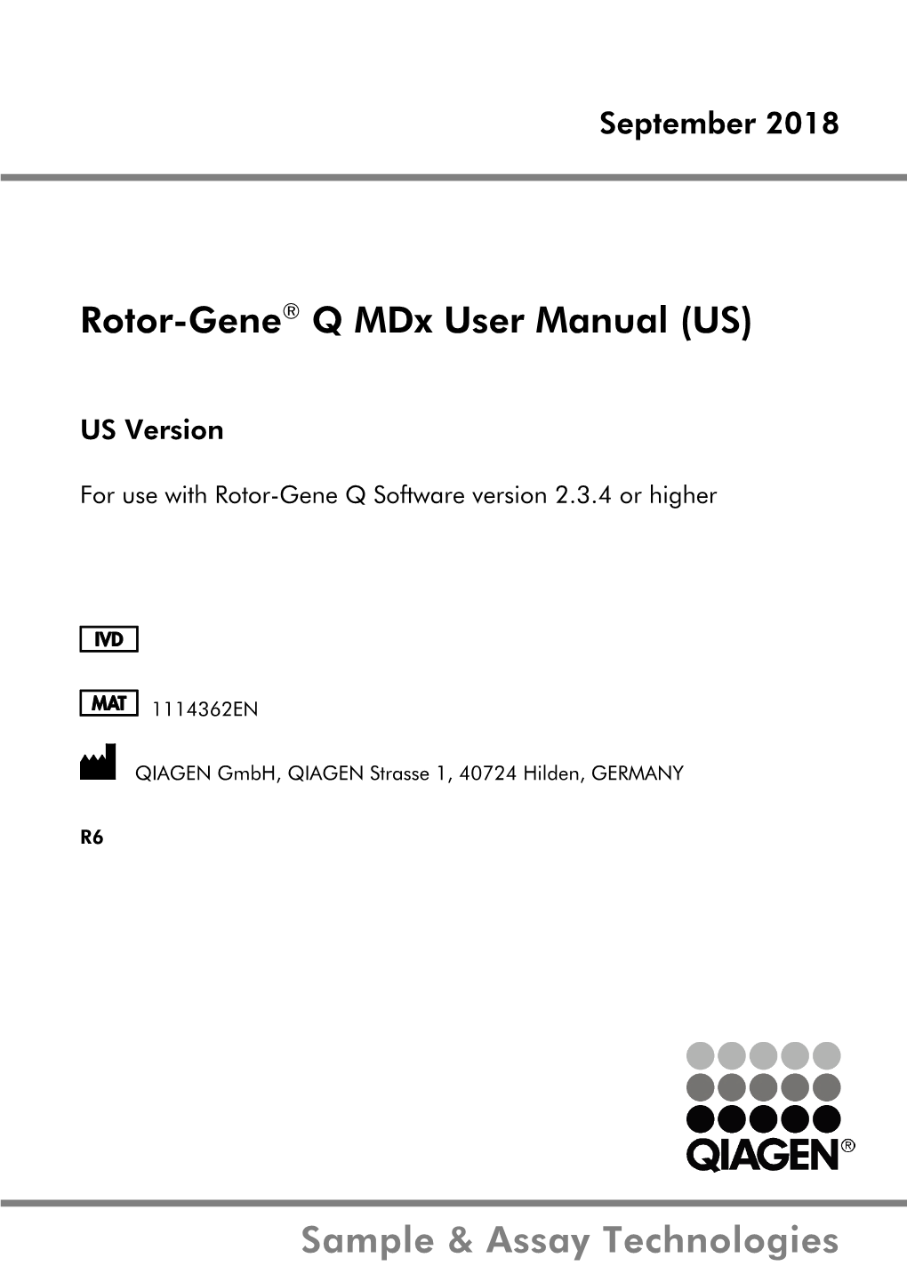 Rotor-Gene® Q Mdx User Manual (US)