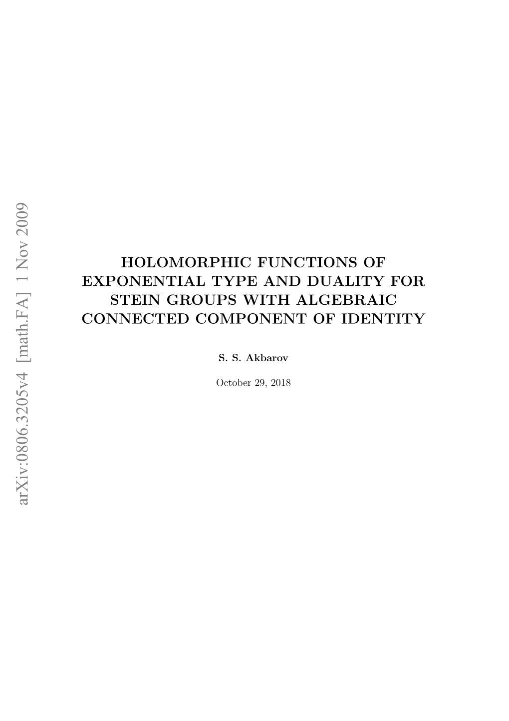 Holomorphic Functions of Exponential Type and Duality for Stein Groups