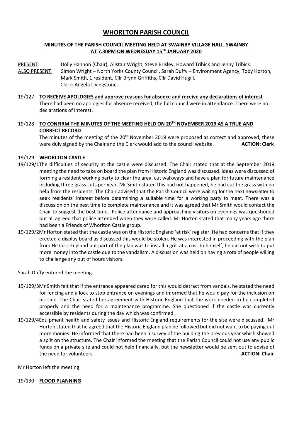 Swainby & Whorlton Parish Council