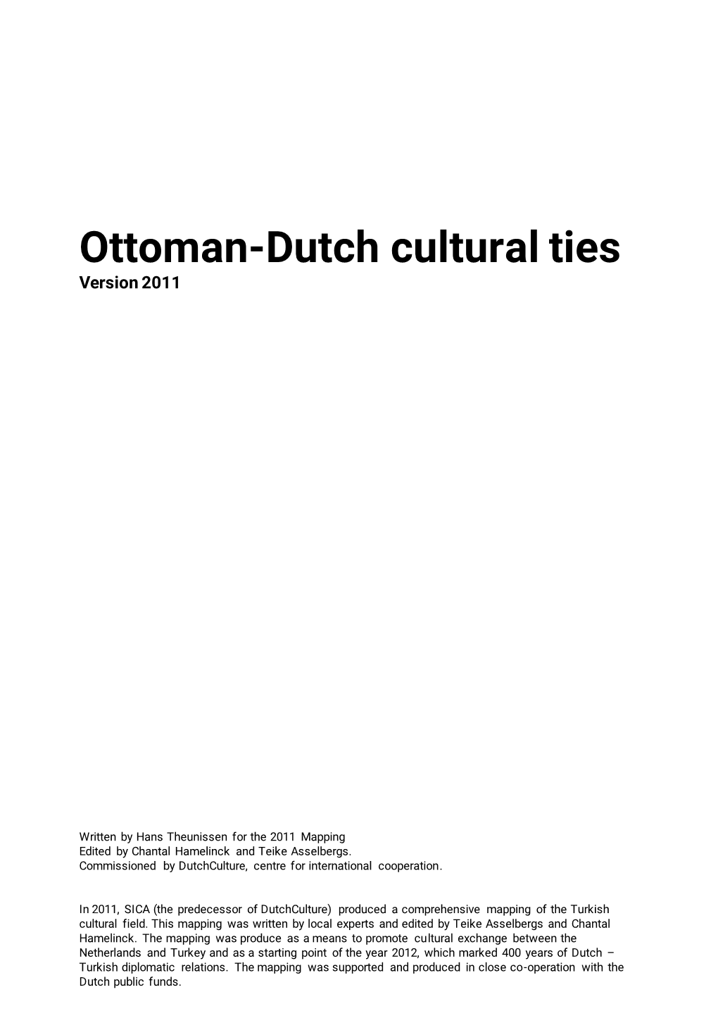 Ottoman-Dutch Cultural Ties Version 2011