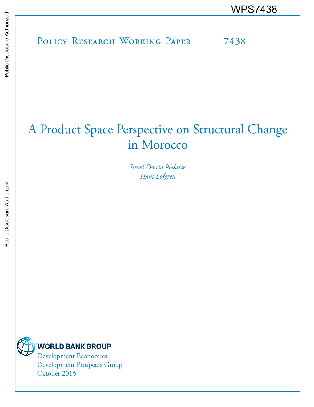 A Product Space Perspective on Structural Change in Morocco