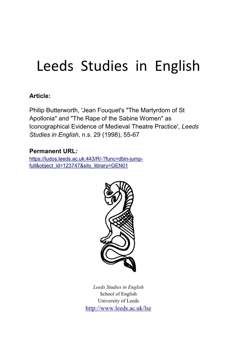 Leeds Studies in English