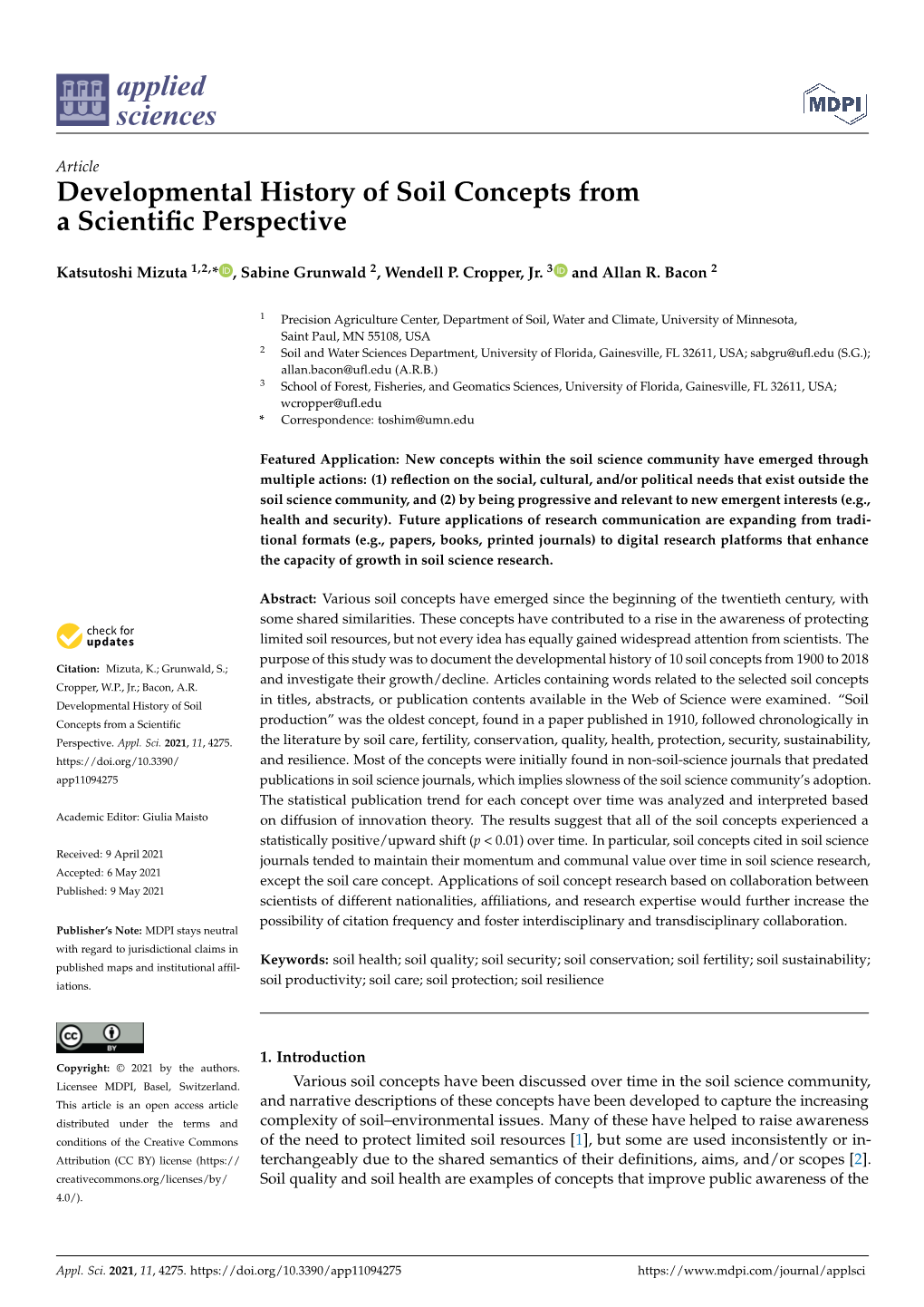 Developmental History of Soil Concepts Froma Scientific Perspective