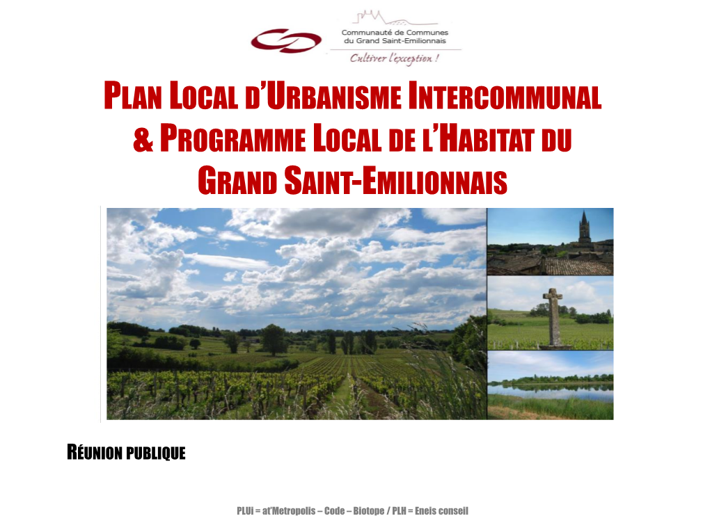 Elaboration Du Plan Local D'urbanisme Intercommunal