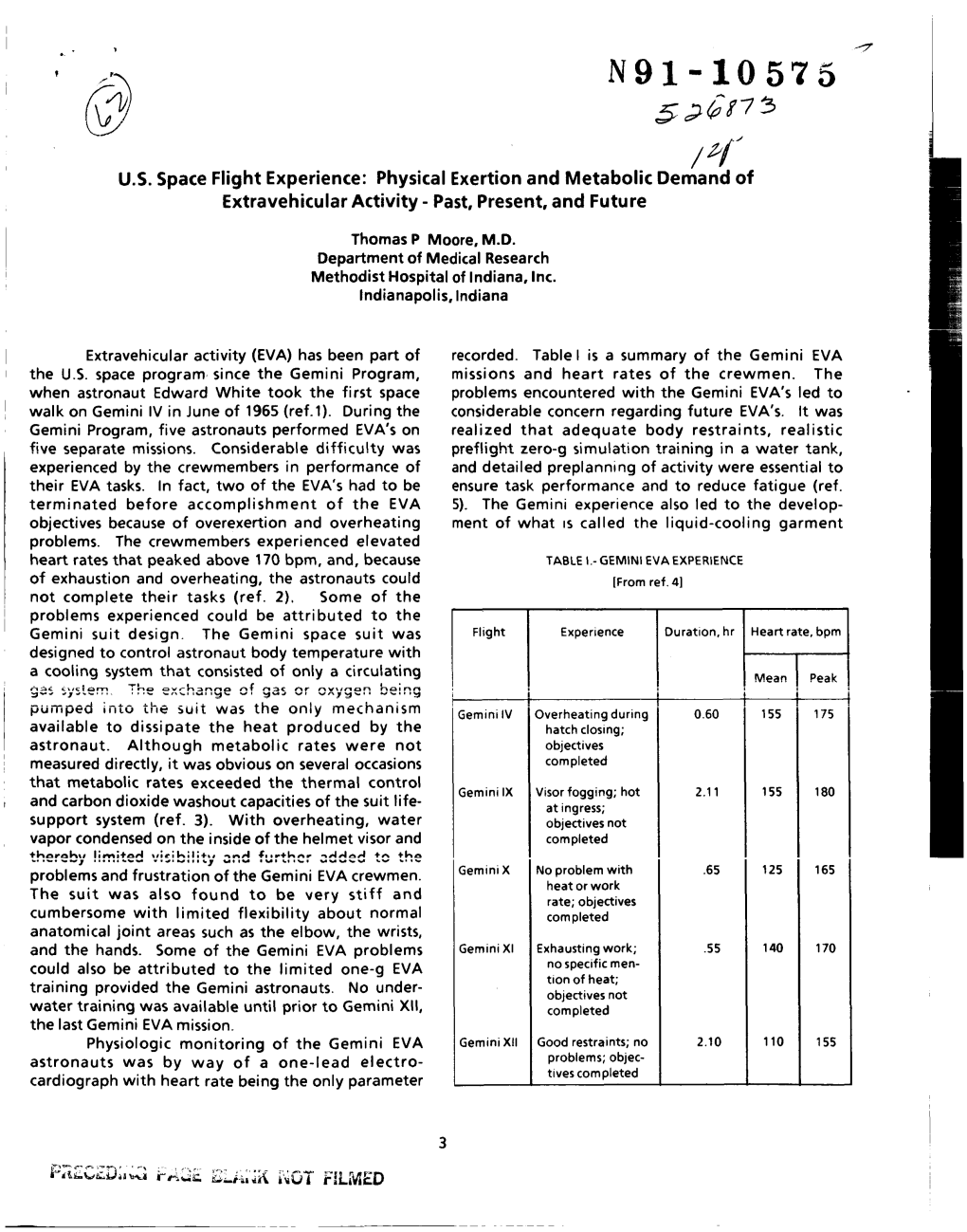 US Space Flight Experience: Physical Exertion and Metabolic Demand Of