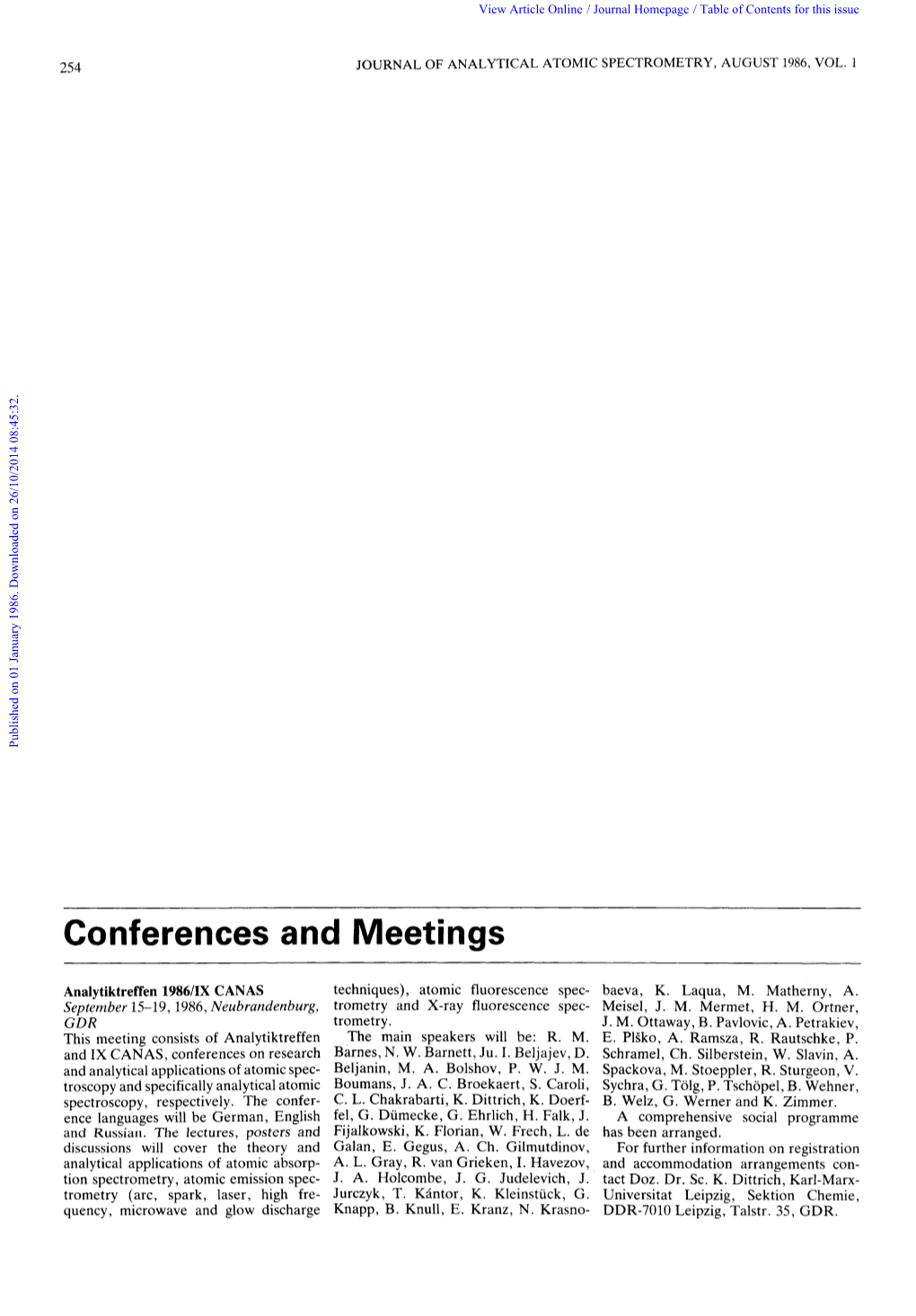 Conferences and Meetings