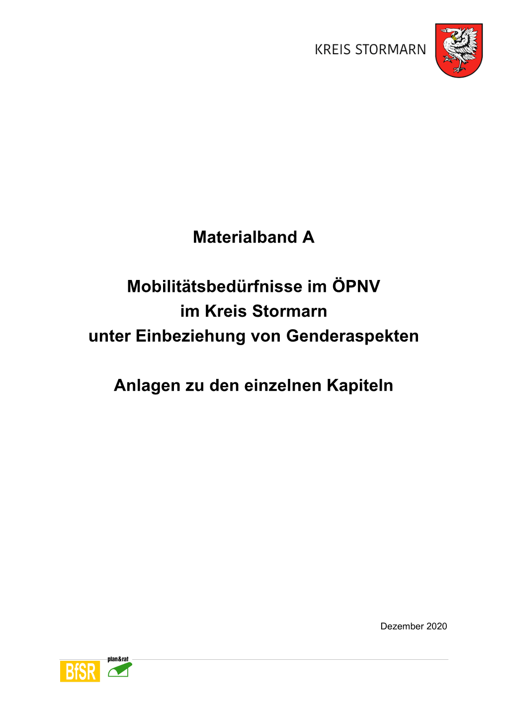 Materialband a Mobilitätsbedürfnisse Im ÖPNV Im Kreis Stormarn Unter