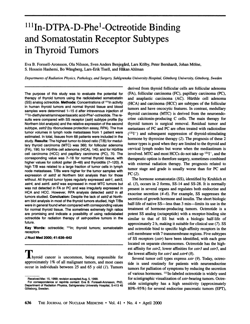 And Somatostatin Receptor Subtypes in Thyroid Tumors