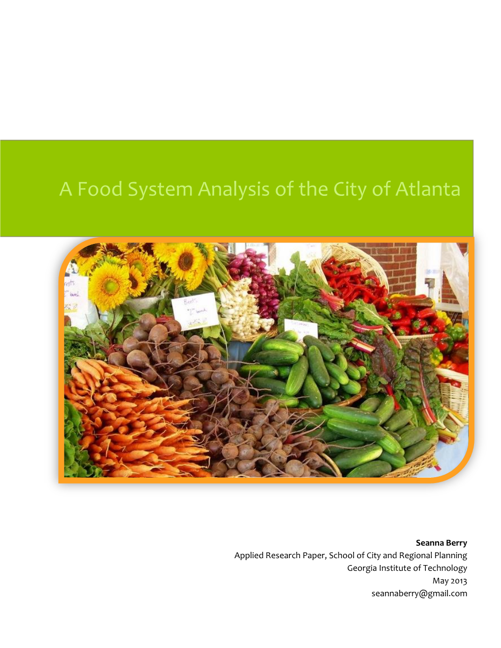A Food System Analysis of the City of Atlanta