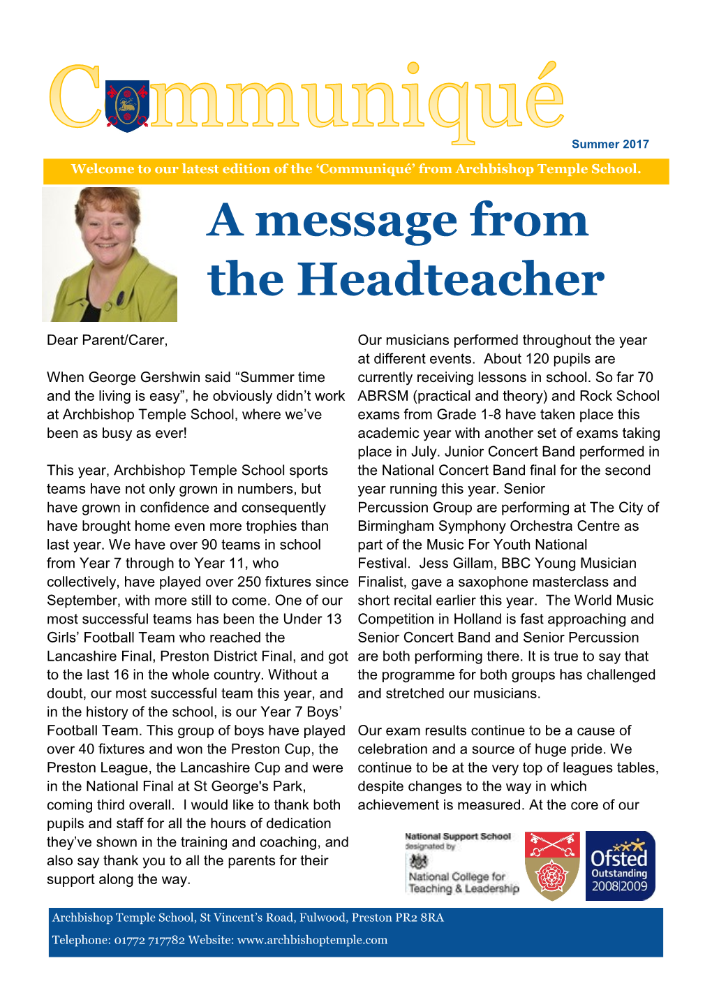 A Message from the Headteacher