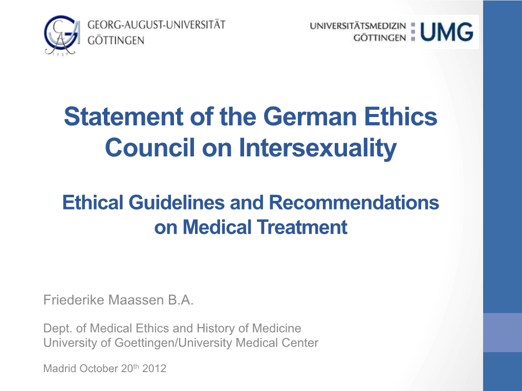 Statement of the German Ethics Council on Intersexuality