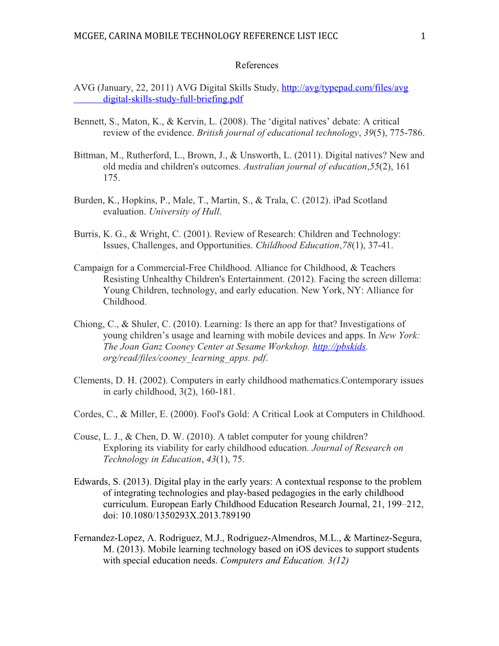 Mcgee, Carina Mobile Technology Reference List Iecc