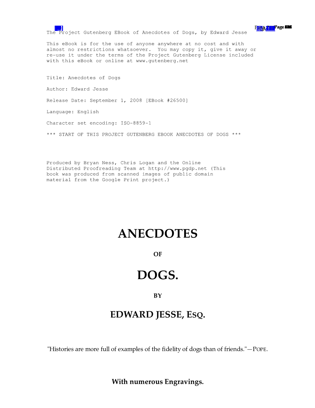 The Project Gutenberg Ebook of Anecdotes of Dogs, by Edward Jesse