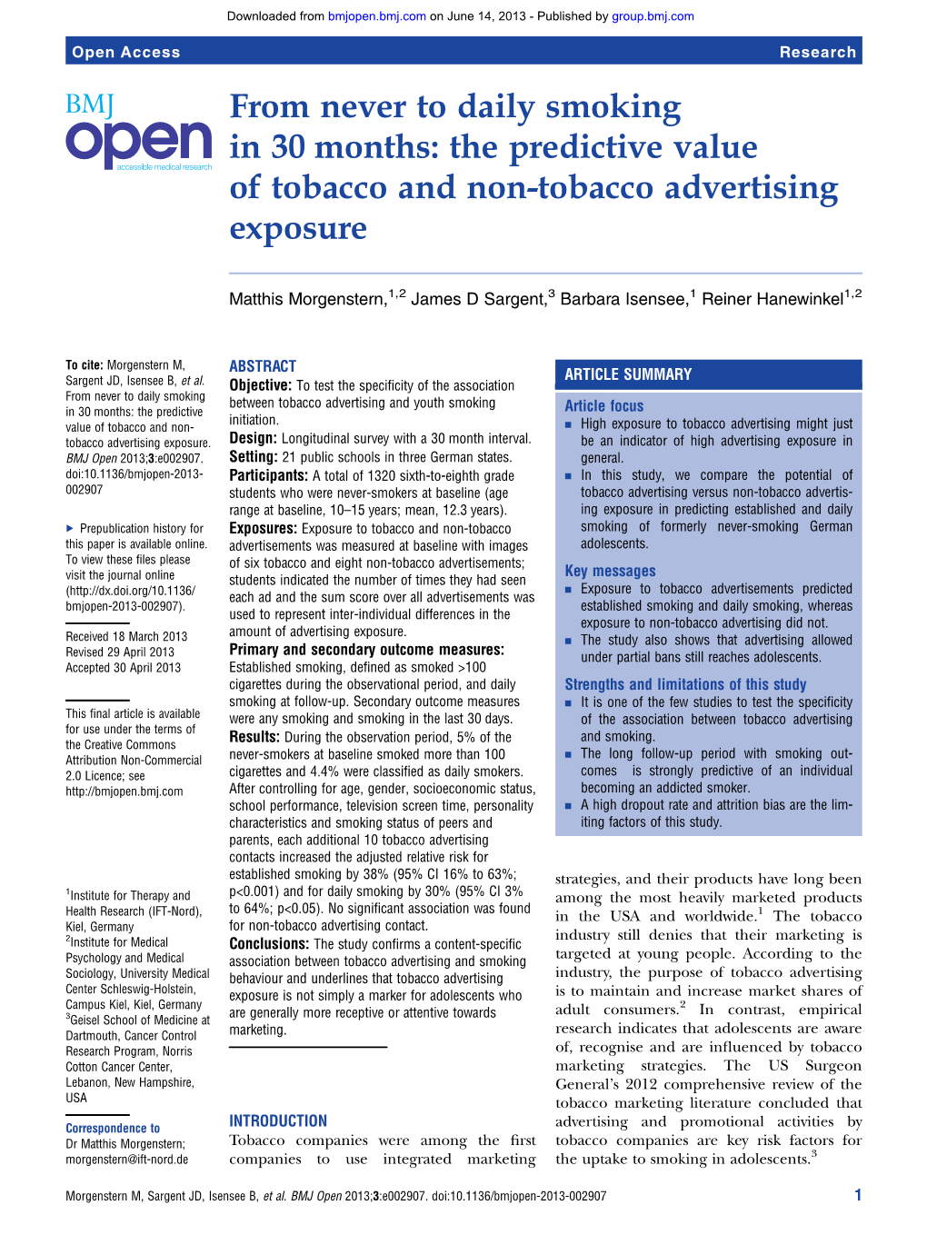 The Predictive Value of Tobacco and Non-Tobacco Advertising Exposure