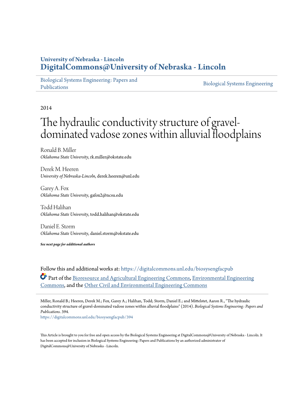 The Hydraulic Conductivity Structure of Gravel-Dominated Vadose Zones Within Alluvial Floodplains