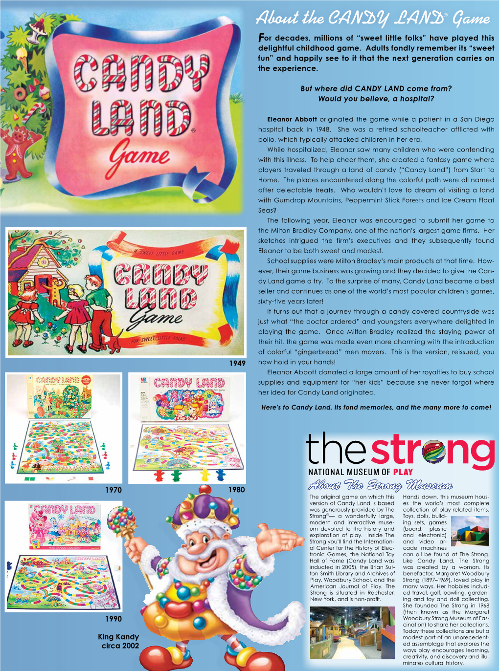 CANDY LAND® Game for Decades, Millions of “Sweet Little Folks” Have Played This Delightful Childhood Game