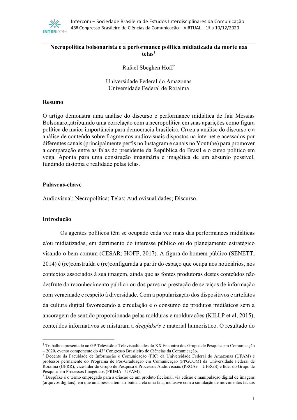 Necropolítica Bolsonarista E a Performance Política Midiatizada Da Morte Nas Telas1