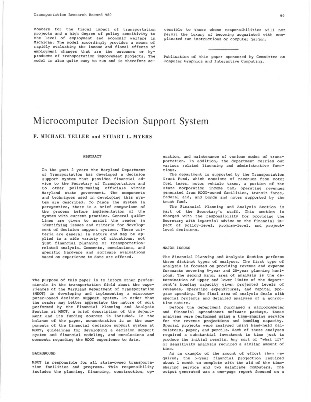 Microcomputer Decision Support System