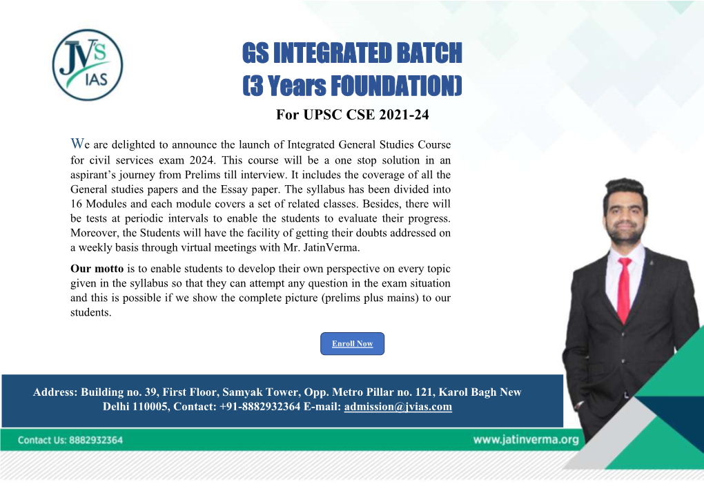 GS INTEGRATED BATCH (3 Years FOUNDATION)