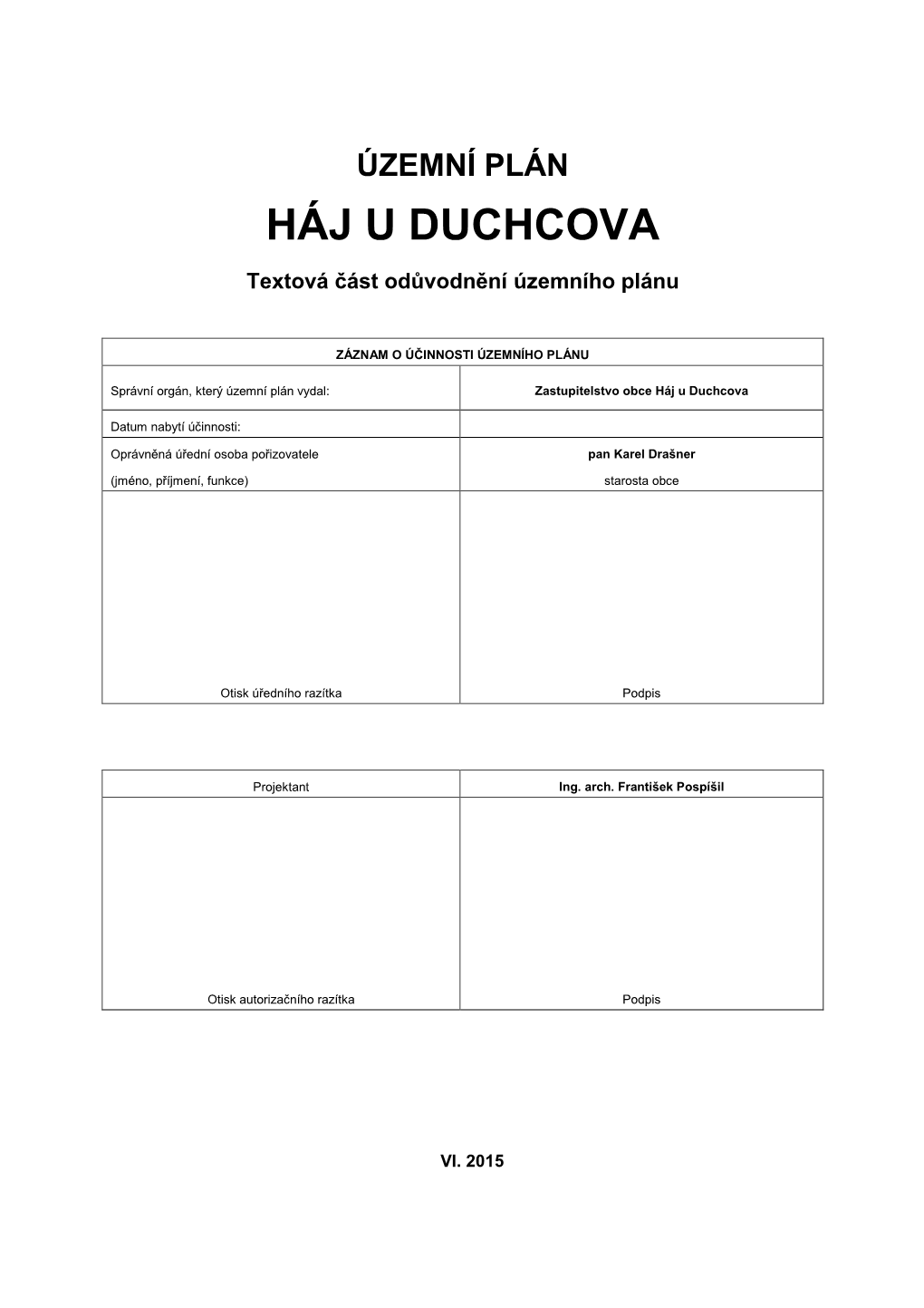 Územní Plán Háj U Duchcova