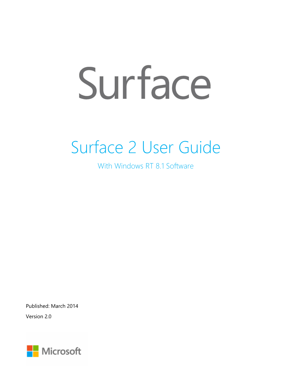 Surface 2 User Guide with Windows RT 8.1 Software