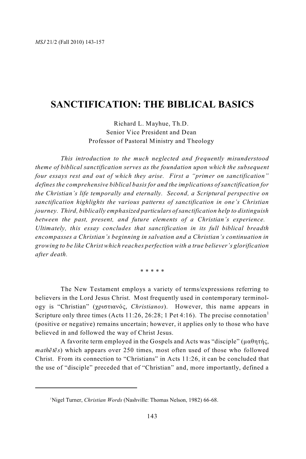 Sanctification: the Biblical Basics