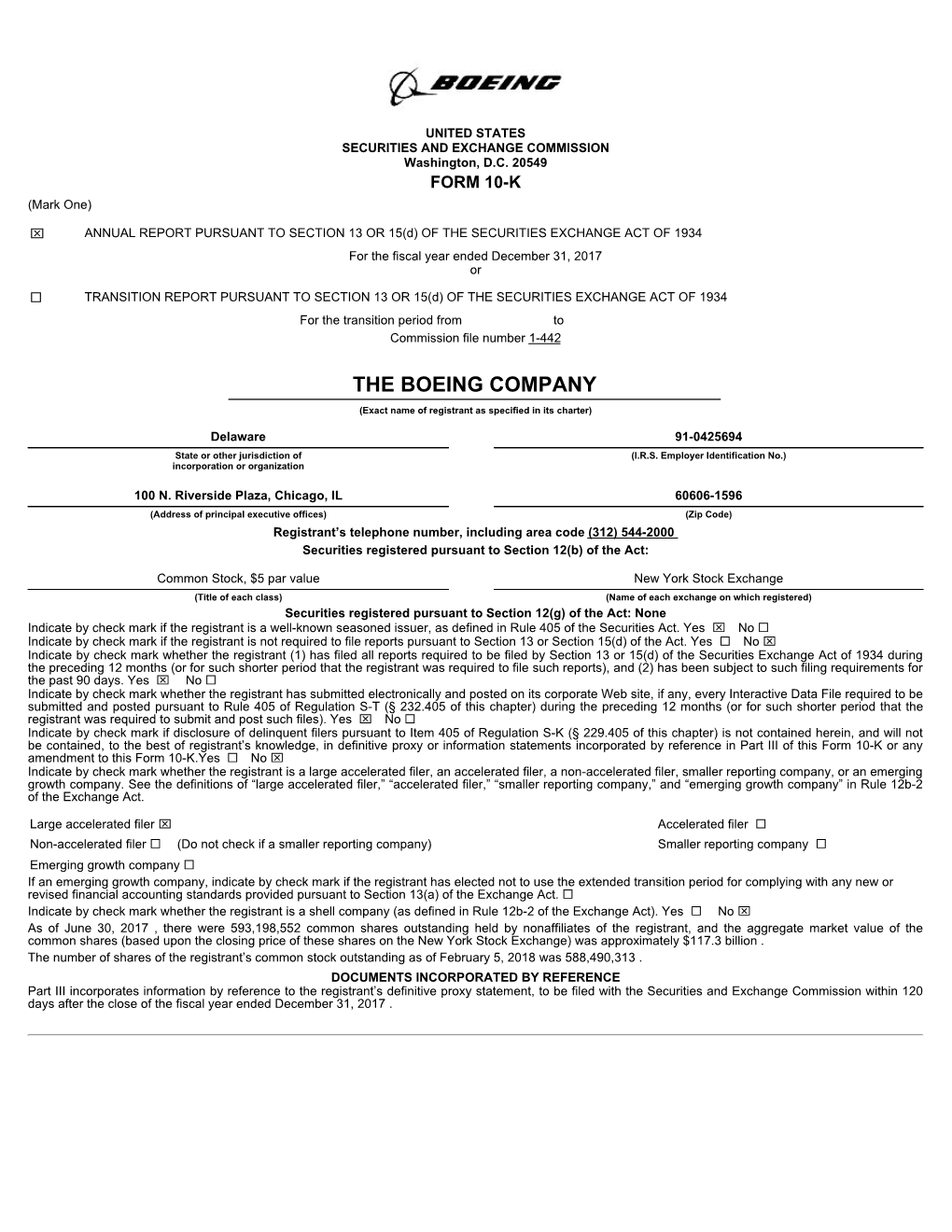 FORM 10-K (Mark One) X ANNUAL REPORT PURSUANT to SECTION 13 OR 15(D) of the SECURITIES EXCHANGE ACT of 1934 for the Fiscal Year Ended December 31, 2017 Or