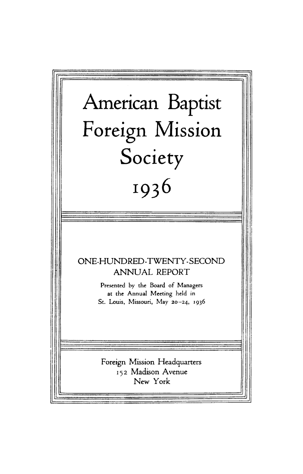 American Baptist Foreign Mission Society 1936