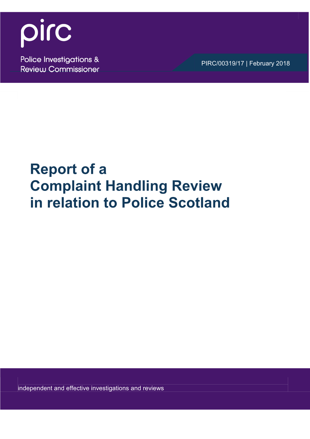 Report of a Complaint Handling Review in Relation to Police Scotland