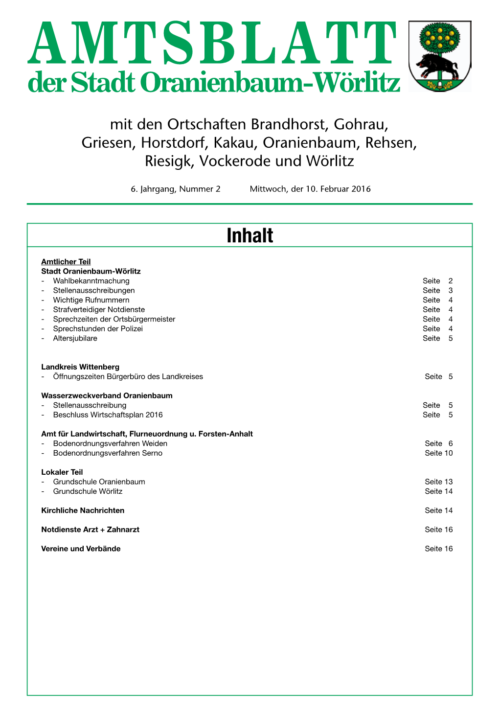 Amtsblatt Nr. 2 Vom 10.02.2016