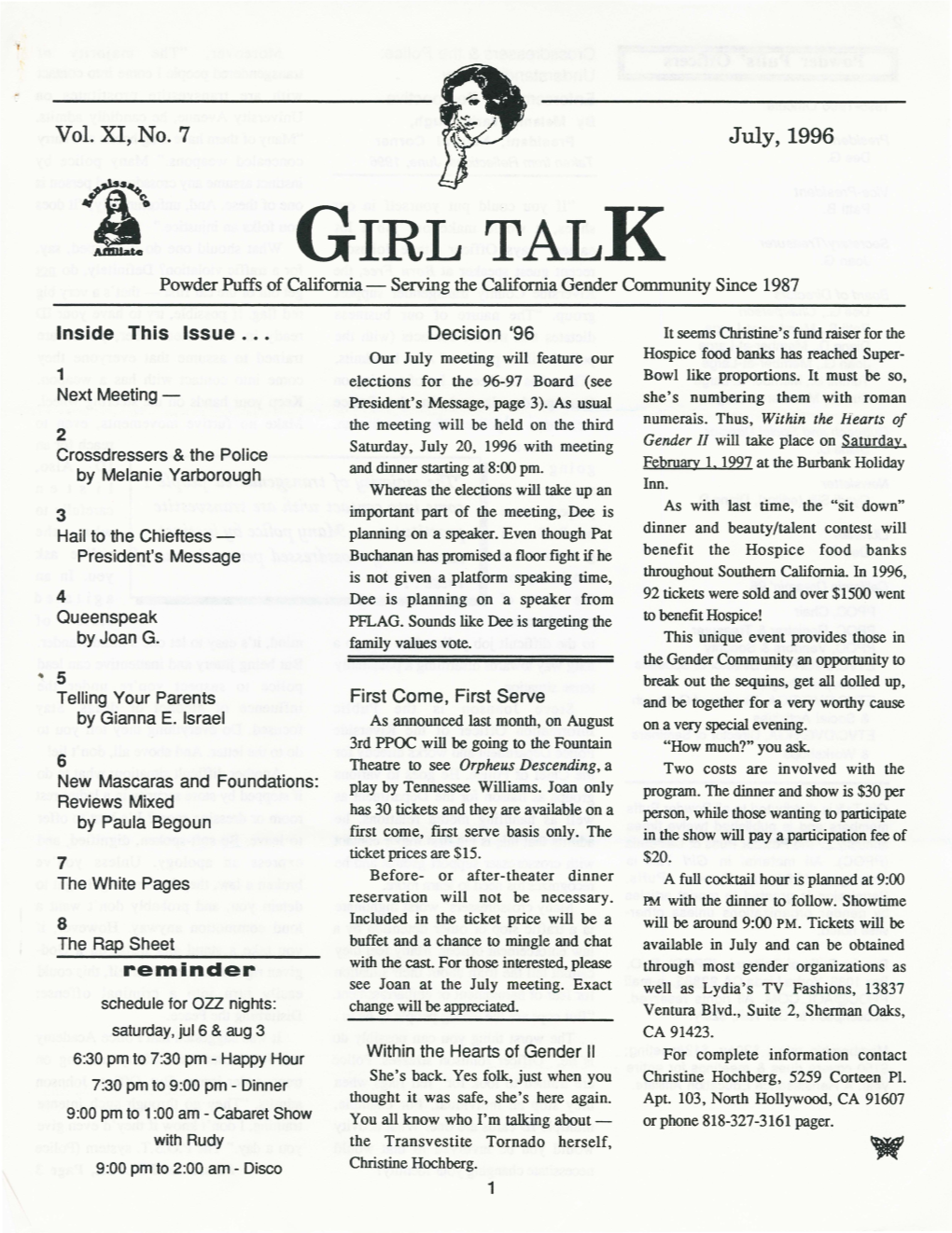 GIRL TALK Powder Puffs of California - Serving the California Gender Community Since 1987
