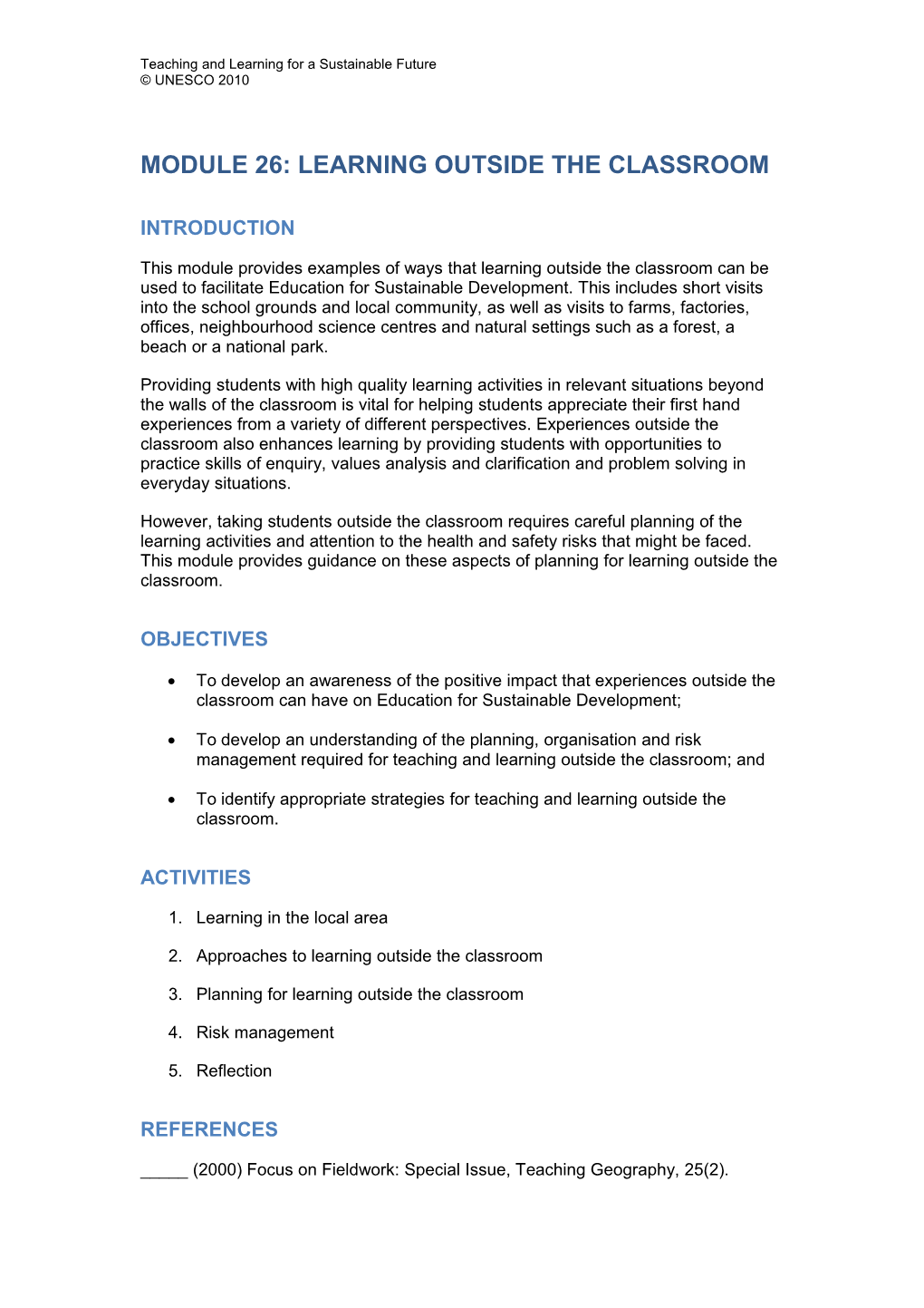 Module 26: Learning Outside the Classroom