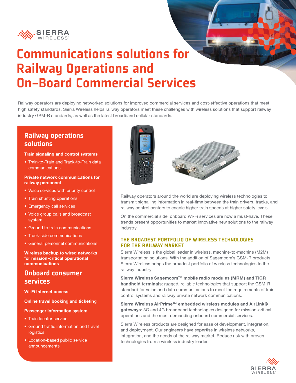 Communications Solutions for Railway Operations and On-Board Commercial Services