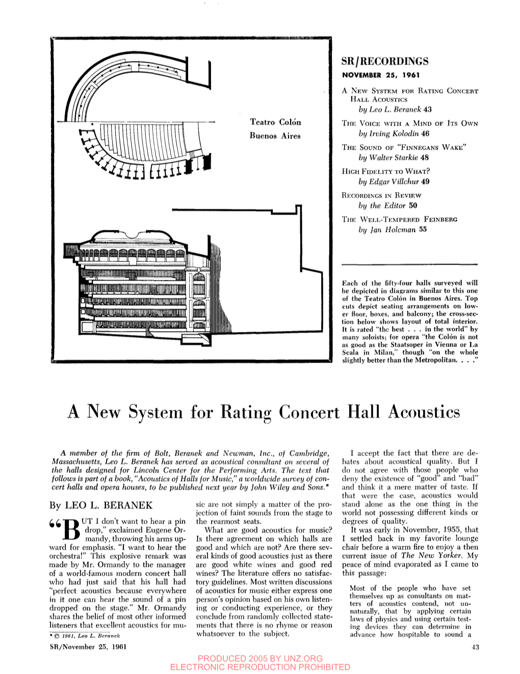 A NEW SYSTEM for RATING CONCERT HALL ACOUSTICS by Leo L