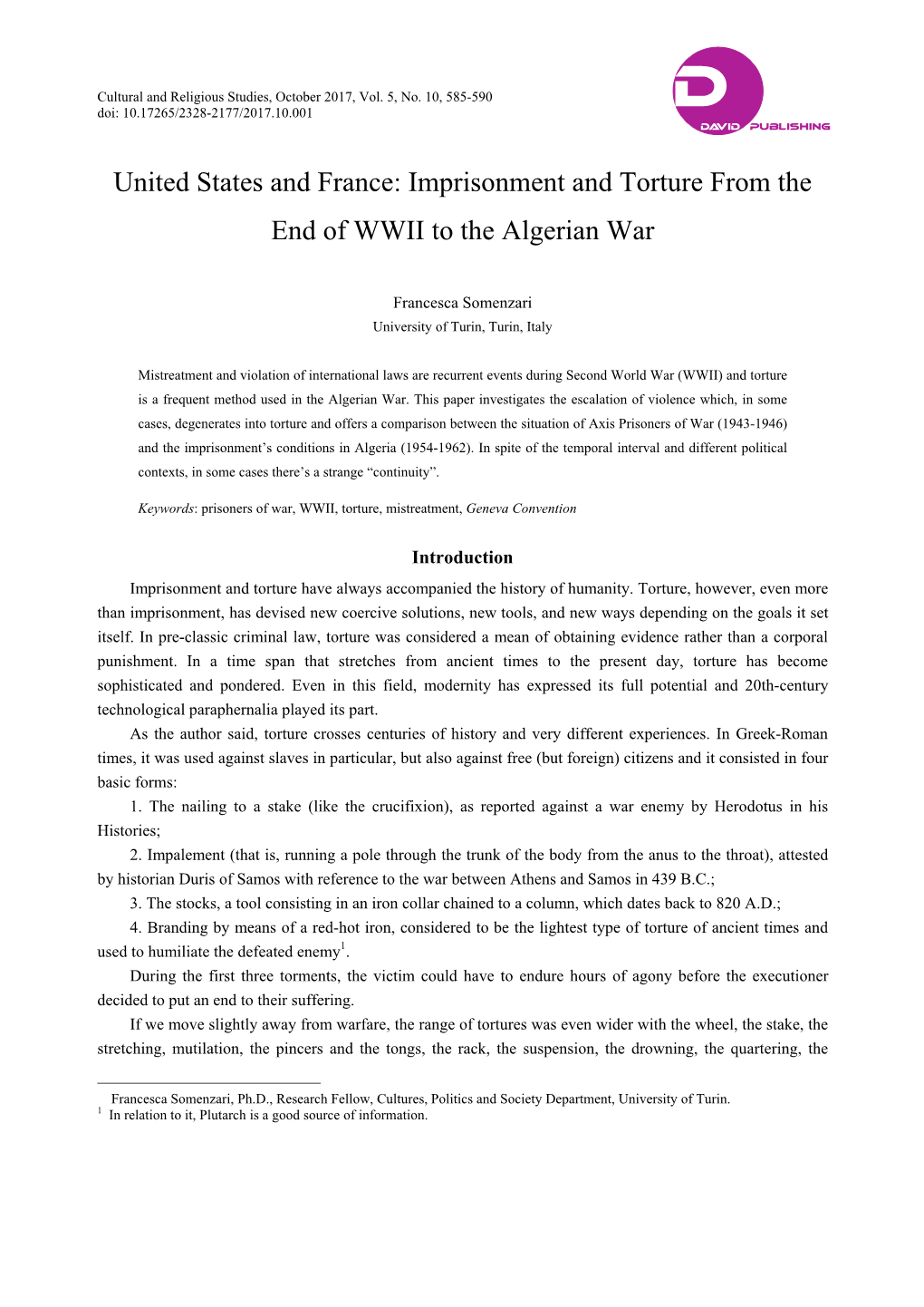 Imprisonment and Torture from the End of WWII to the Algerian War