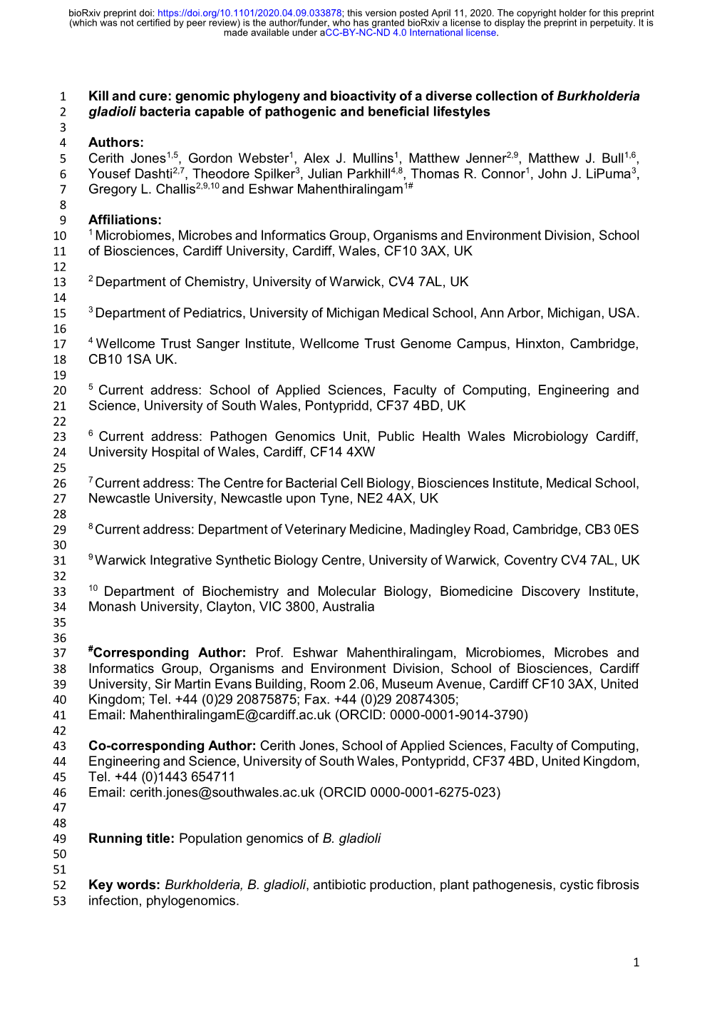 Genomic Phylogeny and Bioactivity of a Diverse Collection of Burkholderia