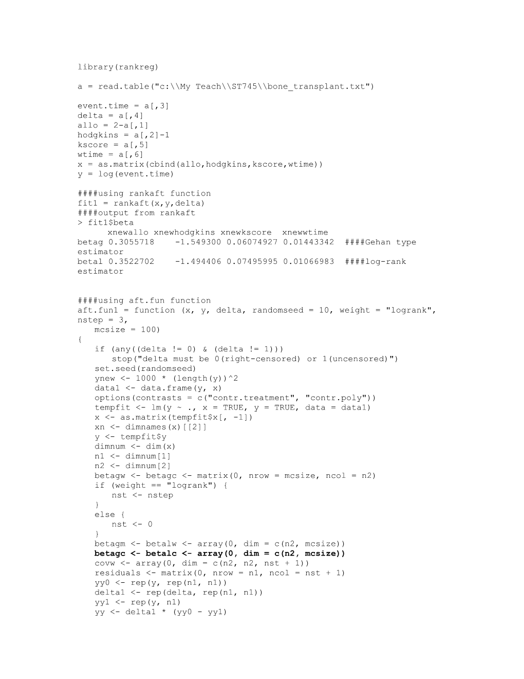 X = As.Matrix(Cbind(Allo,Hodgkins,Kscore,Wtime))