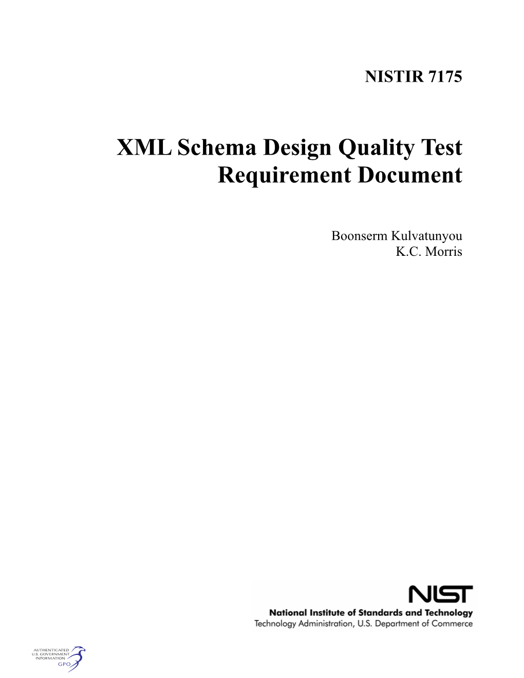 XML Schema Design Quality Test Requirement Document