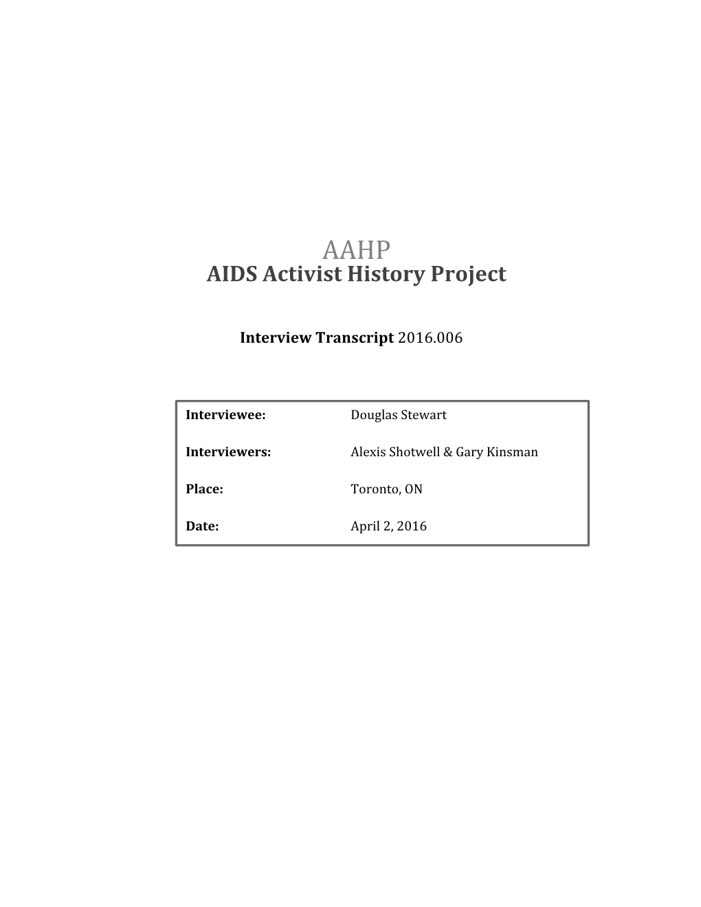 AIDS Activist History Project