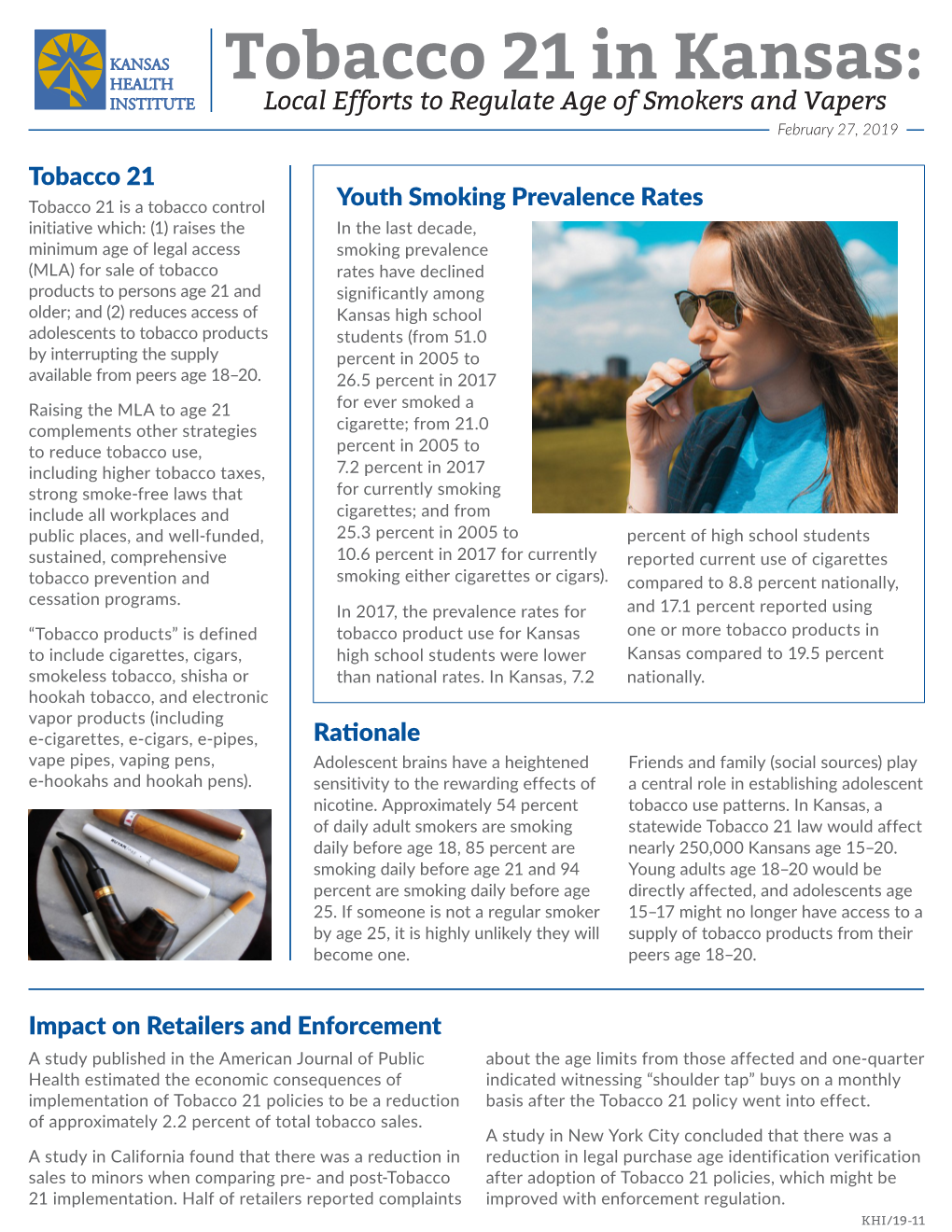 Tobacco 21 in Kansas: Local Efforts to Regulate Age of Smokers and Vapers Informing Policy