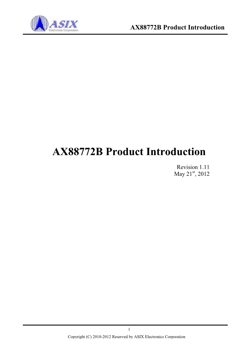 AX88772B Product Introduction