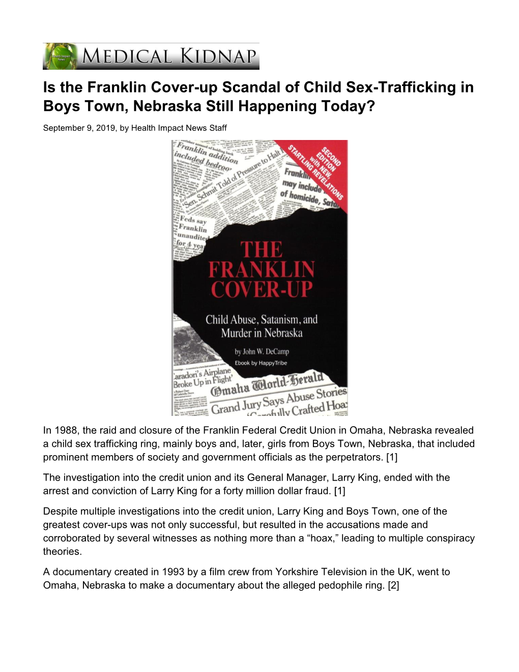 Is the Franklin Cover-Up Scandal of Child Sex-Trafficking in Boys Town, Nebraska Still Happening Today?