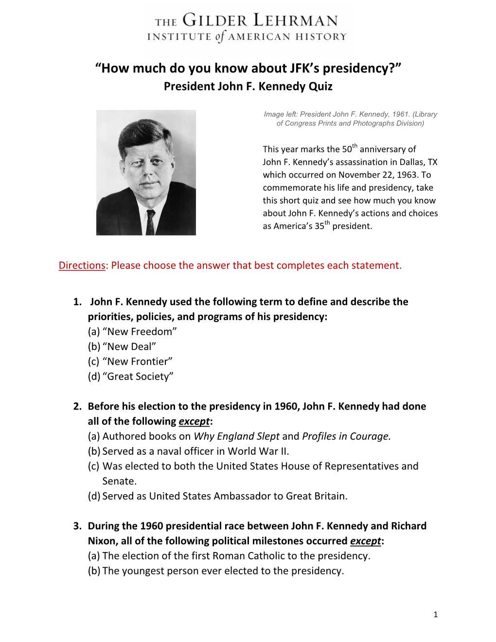 “How Much Do You Know About JFK's Presidency?”