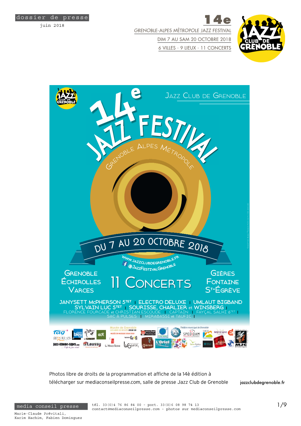 Jazz Festival Dim 7 Au Sam 20 Octobre 2018 6 Villes - 9 Lieux - 11 Concerts