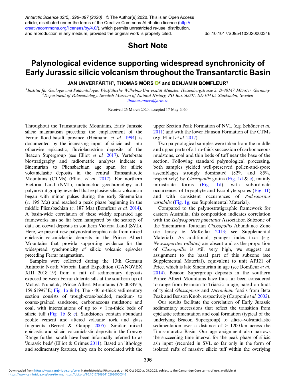 Short Note Palynological Evidence Supporting Widespread
